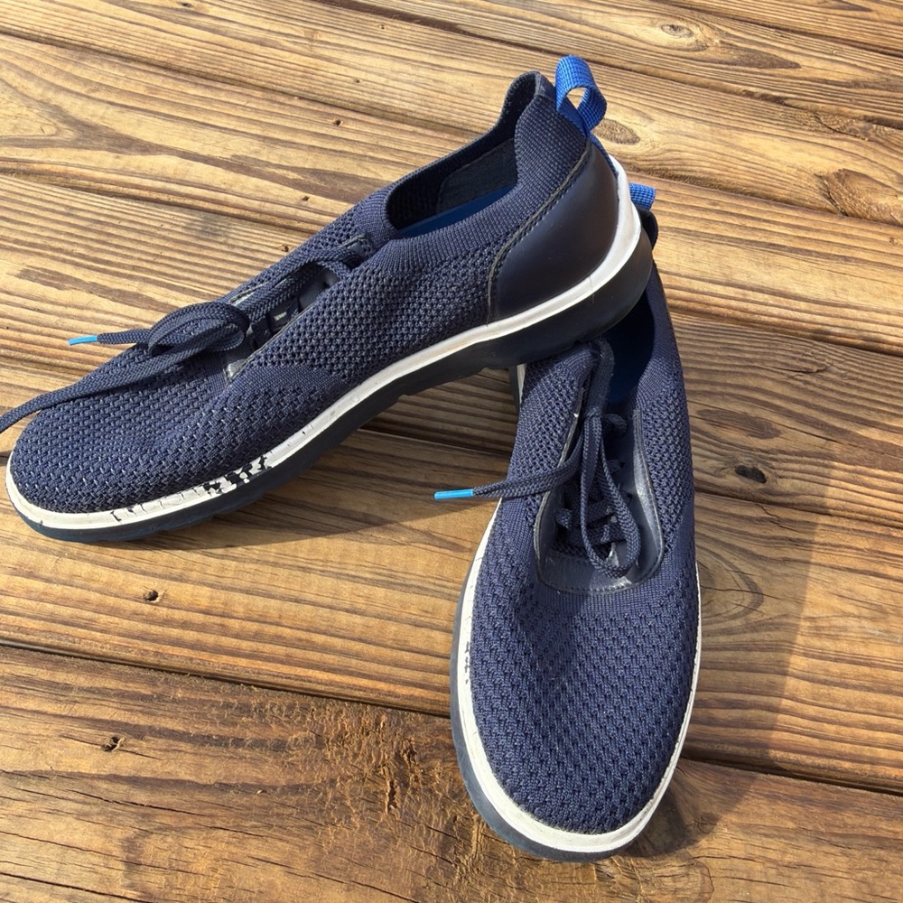 Bass Navy Knit Slip-On Sneakers with Blue Accents